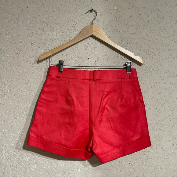 Longchamp | BRAND NEW! Red Linen Pleated Shorts In Red Size: 4 - Picture 2 of 5